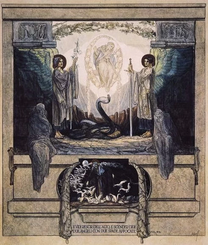 Illustrazione dalla Divina Commedia di Dante, Purgatorio, Canto VIII